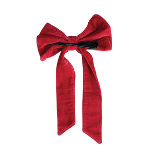 Alternate view of red velvet clip-on holiday bow for greenery and gifts