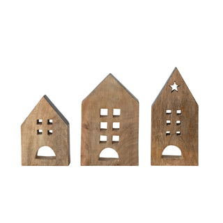 Alternate view of graduated mango wood houses with black edges