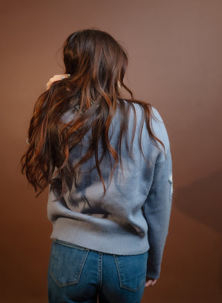 Crew Neck Sweater with Bold Star Print - Sweater - The Farmhouse