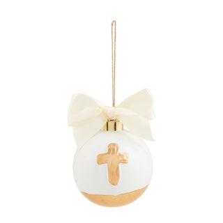 Cross Gold Painted Ball Ornament - The Farmhouse