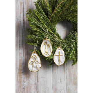 Cross Oyster Shell Ornament - The Farmhouse