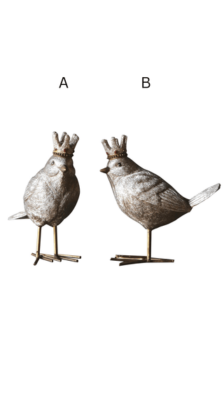Alternate style of crowned gold resin songbird holiday figurine