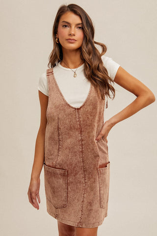 Crystal Snow Wash Twill Overall Dress - The Farmhouse