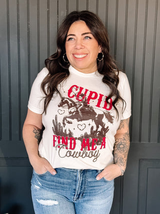 Cupid, Find Me a Cowboy Valentines Day Graphic Tee - The Farmhouse