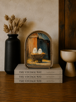 Wheelbarrow Ghosts Arch Framed Art 6x8"