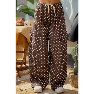 BIBI Women's Cocoa Confetti Wide-Leg Cargos