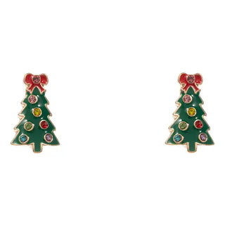 JOIA Women's Christmas Tree Shaped Enamel W Stones Earrings
