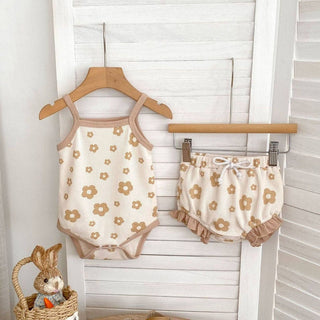 Daisy Cuddles Kid's Baby Flower Waffle Sling Romper and Bubble Shorts - 310 Kid's - The Farmhouse