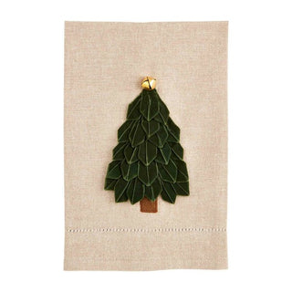 Dark Green Velvet Tree Towel - The Farmhouse