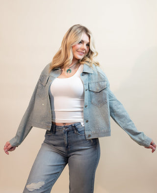 DAVI & DANI Women's Midnight Rodeo Denim Jacket, Light Denim - 160 Outerwear - The Farmhouse
