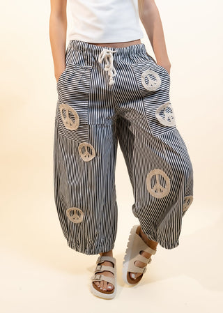 DAVI & DANI Women's Peace & Love Striped Palazzo Pants - 240 Pants - The Farmhouse