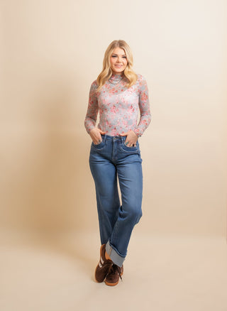 DAVI & DANI Women's Pressed Wildflower Mesh Top - 130 Basics - The Farmhouse