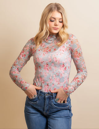 DAVI & DANI Women's Pressed Wildflower Mesh Top - 130 Basics - The Farmhouse