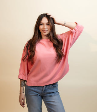 DAVI & DANI Women's Rosy Harvest Boat Neck Puff Sleeve Sweater Top - 140 Sweatshirts + Sweaters - The Farmhouse