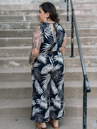 Daytona Woven Print Jumpsuit - Navy - The Farmhouse