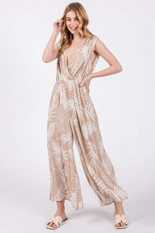 Daytona Woven Print Jumpsuit - Sand - The Farmhouse