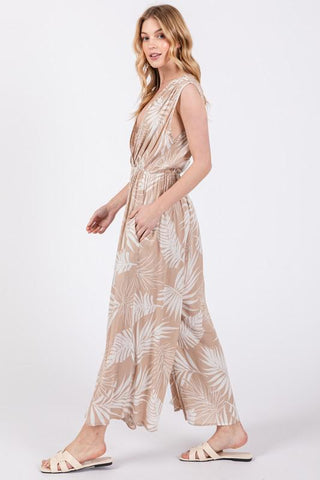 Daytona Woven Print Jumpsuit - Sand - The Farmhouse