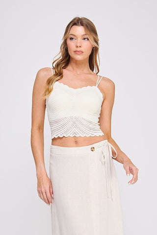 Whisper Lace Scalloped Bralette, Off White