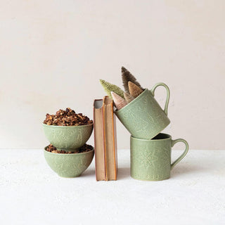 Debossed Stoneware Bowl - Christmas Tree - The Farmhouse