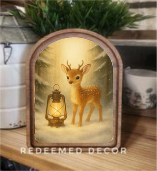 Deer Lantern Arch Framed Art 6x8" - 420 Home Decor - The Farmhouse