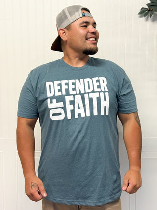 Defender of Faith Unisex Graphic Tee, Steele Blue - 120 Graphic Tees - The Farmhouse