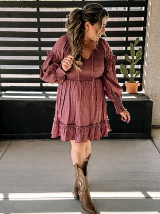 Desert Bloom Boho Western Dress, Mocha - The Farmhouse