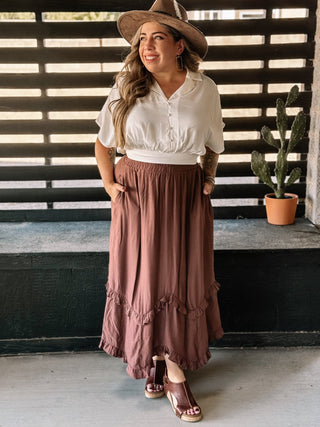 Desert Moon Western Boho Midi Skirt, Mauve - The Farmhouse