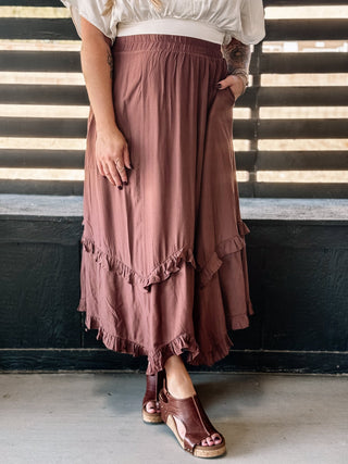 Desert Moon Western Boho Midi Skirt, Mauve - The Farmhouse