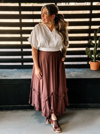 Desert Moon Western Boho Midi Skirt, Mauve - The Farmhouse