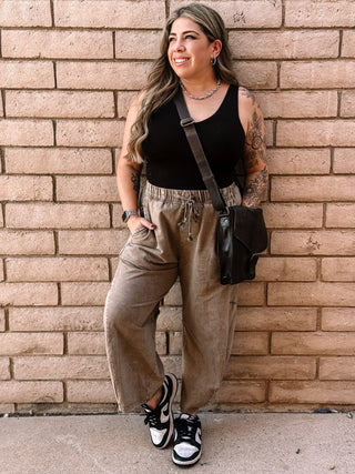 Desert Nights Mineral Washed Bohemian Harem Pants, Mocha - The Farmhouse