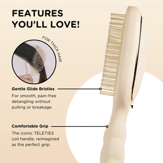 TELETIES Smooth Move Detangler Hair Brush (Thick Hair, Tan)