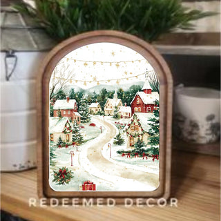 Christmas Village Arch Framed Art, 8.25 x11”