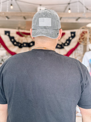 Distressed American Flag Cap - Black - The Farmhouse