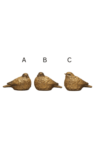 Alternate style of small distressed gold songbird figurine
