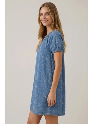 Doe & Rae Women's Flower Cart Denim Mini Dress - 170 Dresses - The Farmhouse