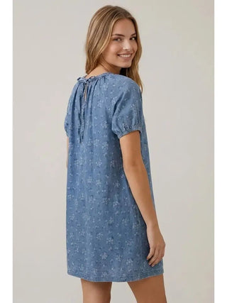 Doe & Rae Women's Flower Cart Denim Mini Dress - 170 Dresses - The Farmhouse