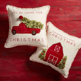 Dreaming of a Farm Christmas Barn Throw Pillow - The Farmhouse