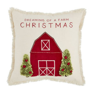 Dreaming of a Farm Christmas Barn Throw Pillow - The Farmhouse