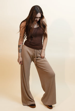 DRESS FORUM Women's Toasted Taupe Knitted Lounge Pants - 240 Pants - The Farmhouse