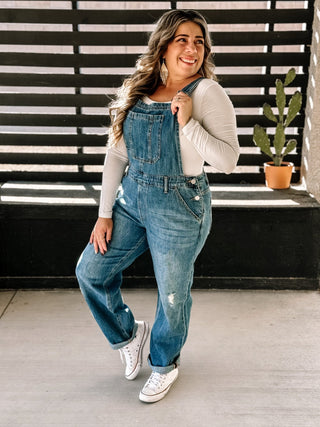 Dusty Road Relaxed Denim Overalls - The Farmhouse