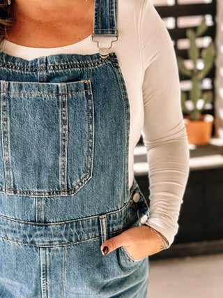 Dusty Road Relaxed Denim Overalls - The Farmhouse