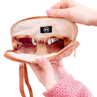 Dylan Woven Sunglass Case Wristlet, Checkered Tan - 280 Bags - The Farmhouse