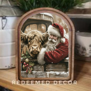 Highland with Santa Arch Framed Art, 8.25” x 11”