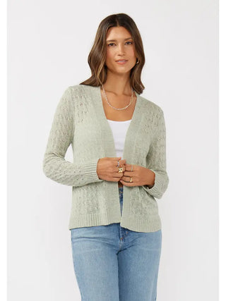 The Linea Ribbed Cardigan, Light Sage
