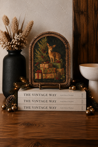 Deer with Gifts Arch Framed Art 6x8"