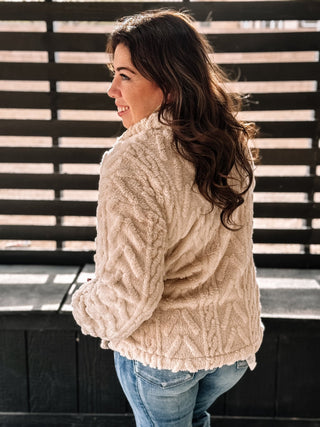 Echo Canyon Boho Western Fleece Pullover Jacket, Cream - The Farmhouse