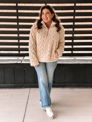 Echo Canyon Boho Western Fleece Pullover Jacket, Cream - The Farmhouse