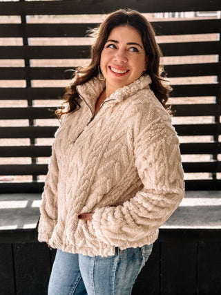 Echo Canyon Boho Western Fleece Pullover Jacket, Cream - The Farmhouse