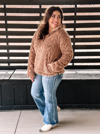 Echo Canyon Boho Western Fleece Pullover Jacket, Mocha - The Farmhouse