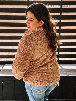 Echo Canyon Boho Western Fleece Pullover Jacket, Mocha - The Farmhouse